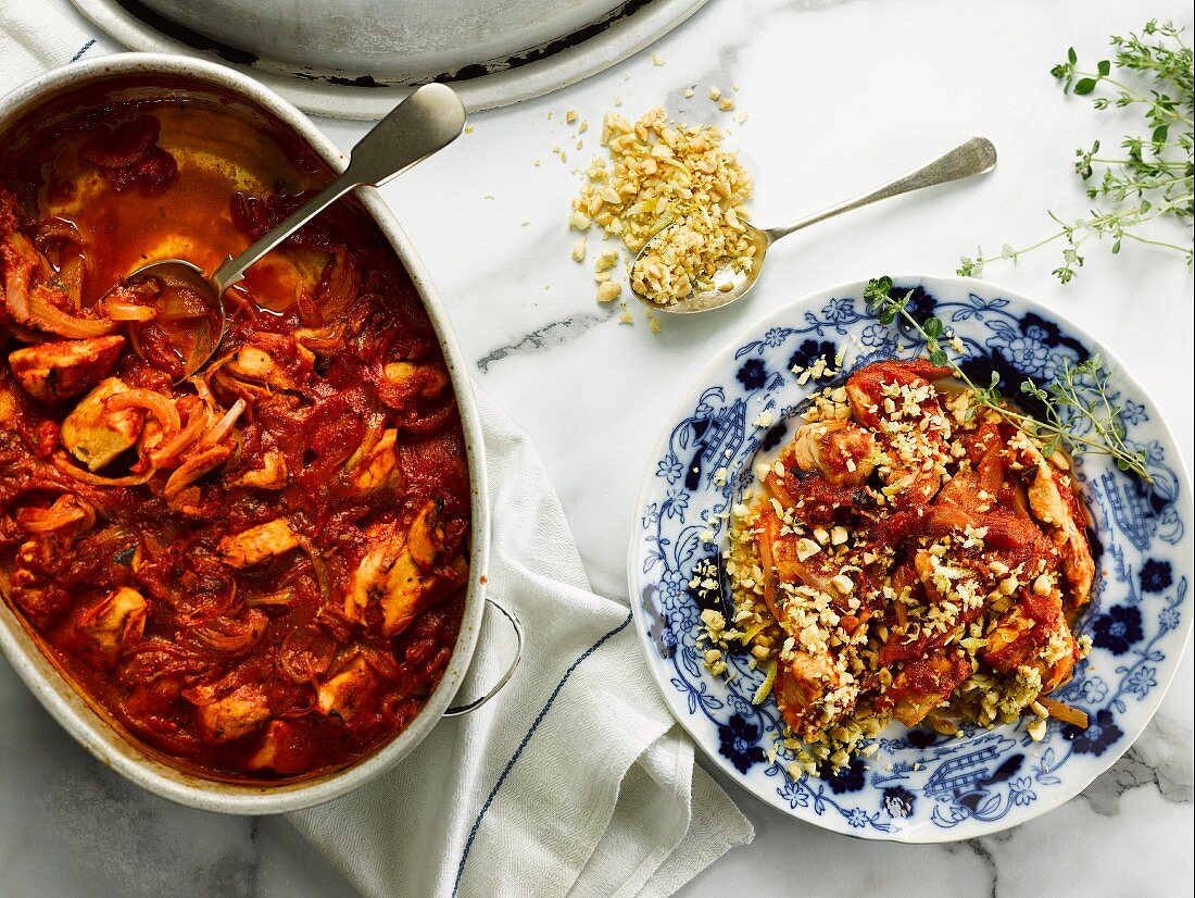 Chicken bake with a salted peanut topping