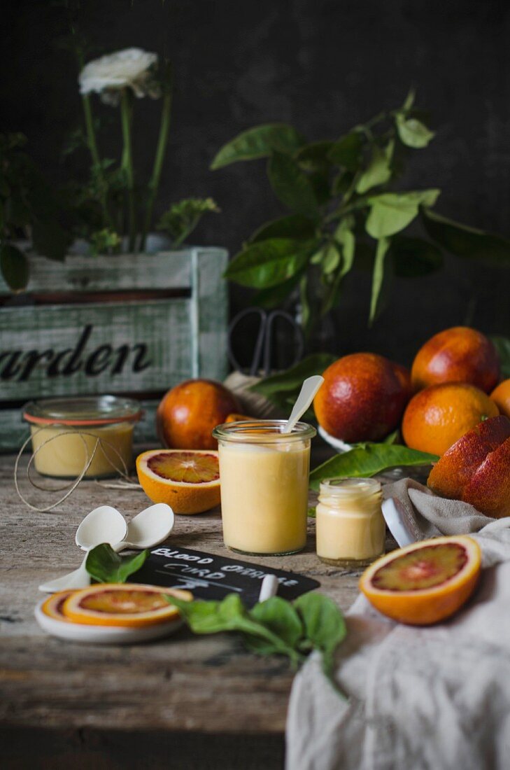 Homemade Blood orange curd in a jar