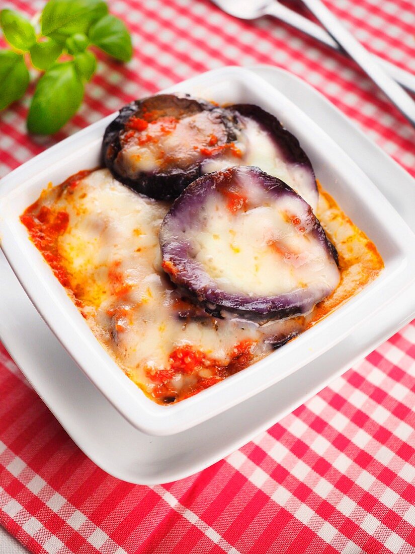Parmigiana made with a filling of eggplant, Sicily, Campania, Italy, Europe