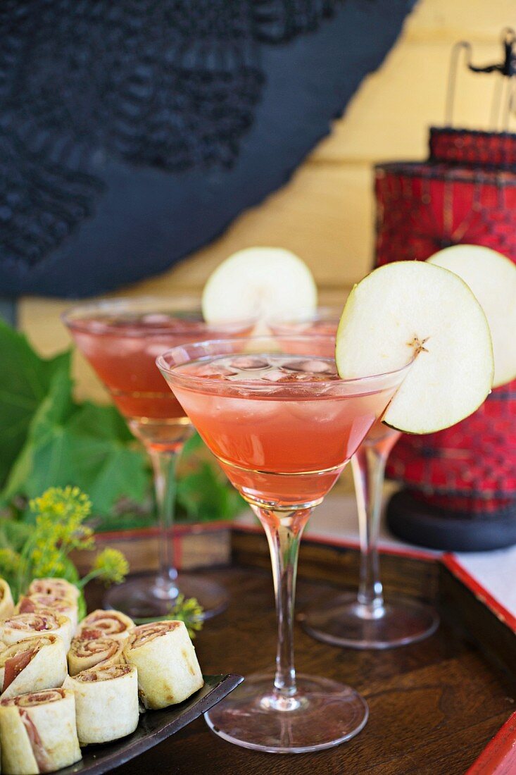 Temptation cocktails with pear and cranberry juice