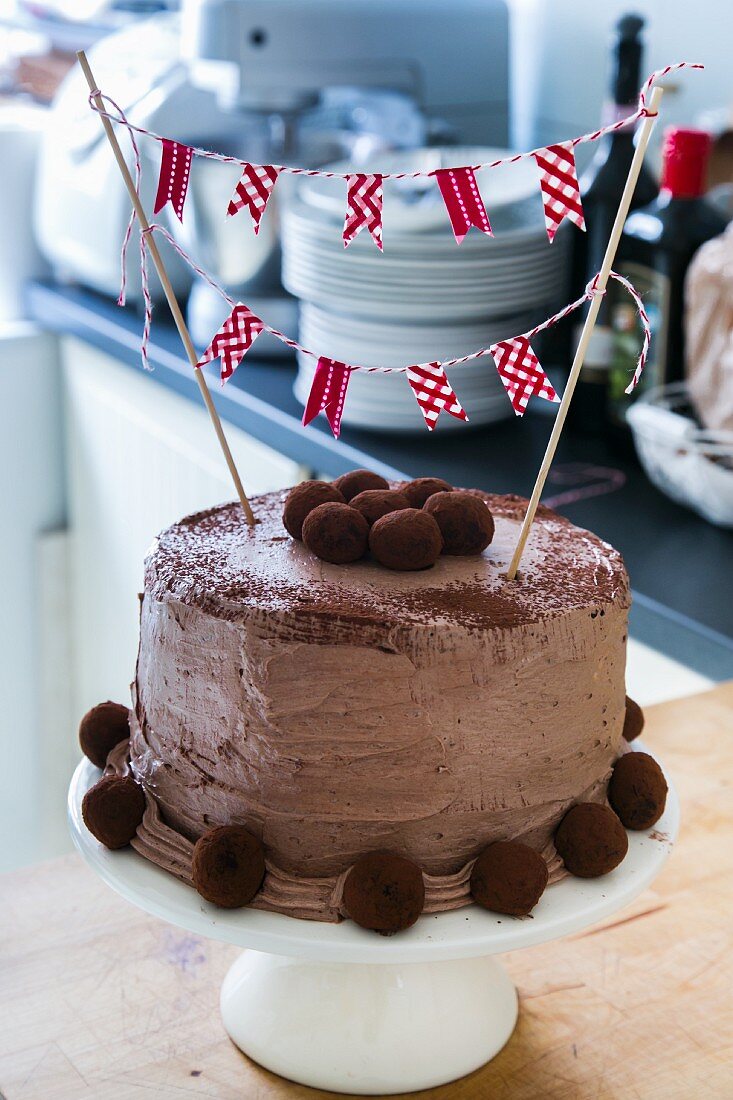A chocolate birthday cake