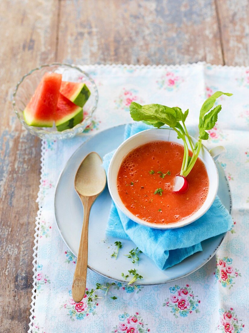 Cold tomato and melon soup