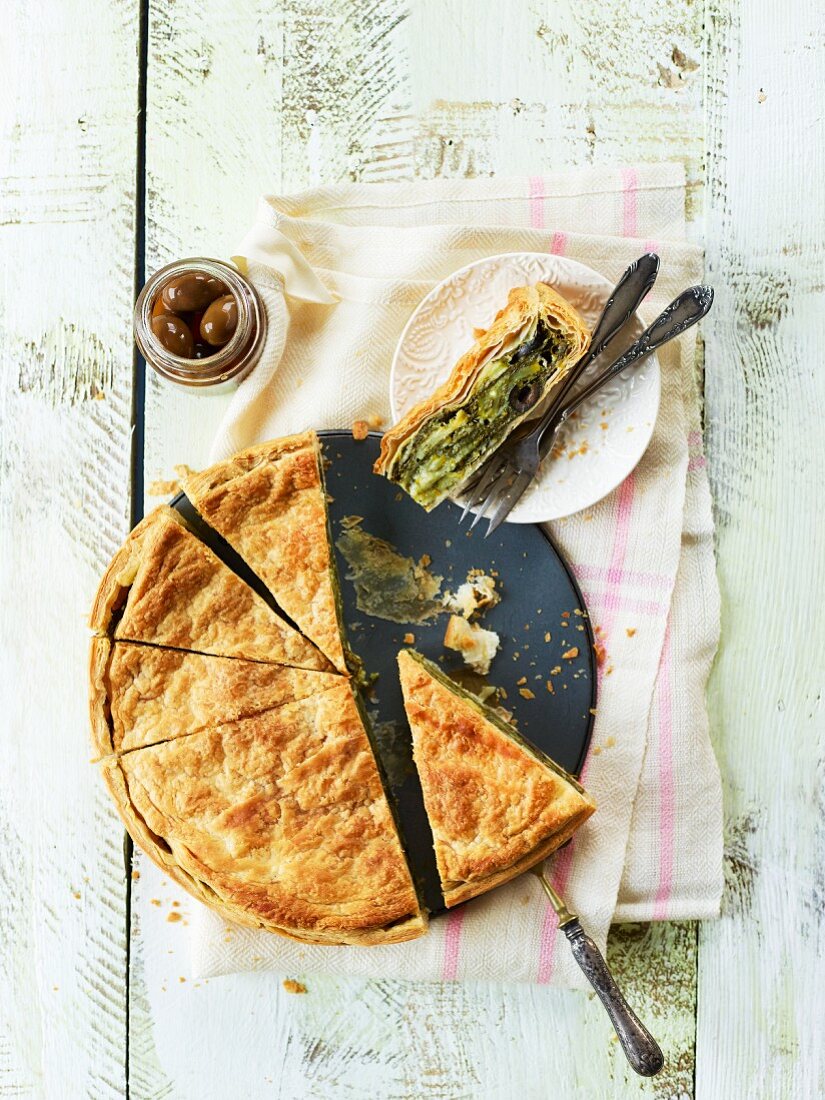 Spanakopita (Spinach pie made with filo pastry, Greece)