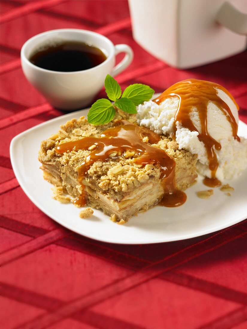 Toffee apple cake with caramel topping
