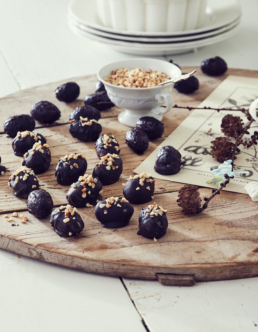 Nougat balls with chopped nuts for Easter