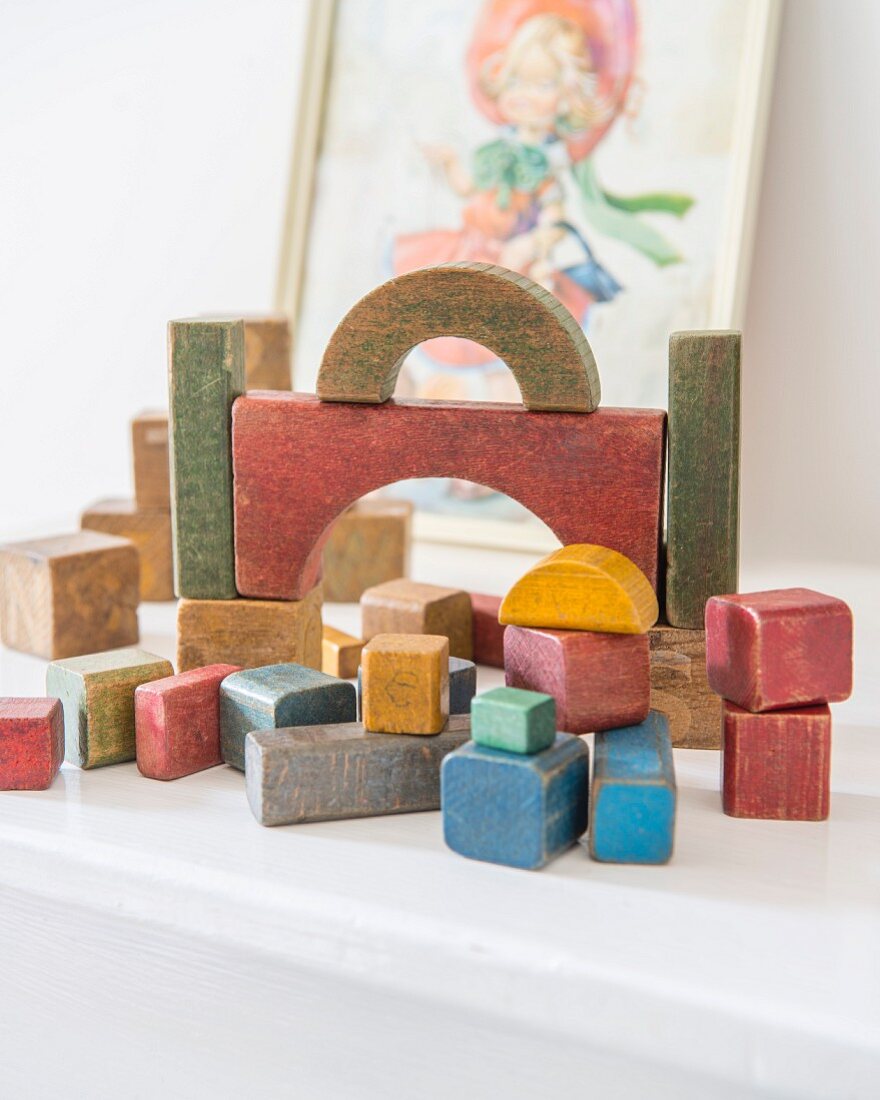 Vintage Holzbauklötzen im Kinderzimmer