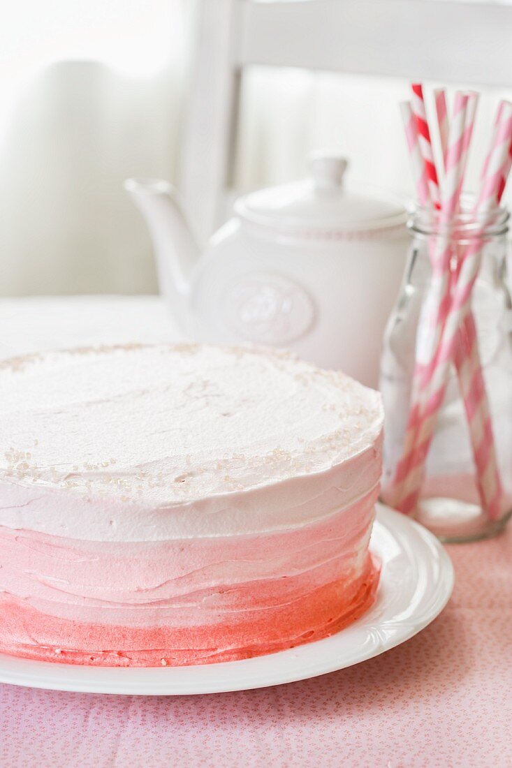 A pink ombre cake for Valentine's Day