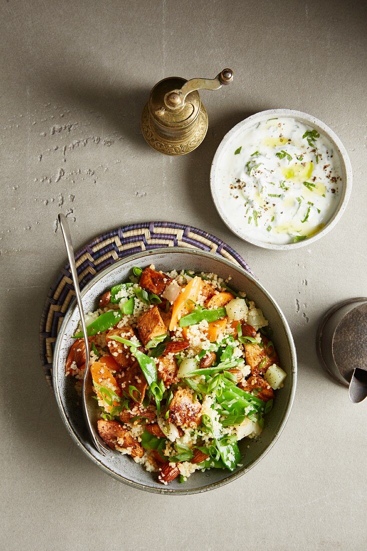 Oriental harissa chicken with vegetable couscous