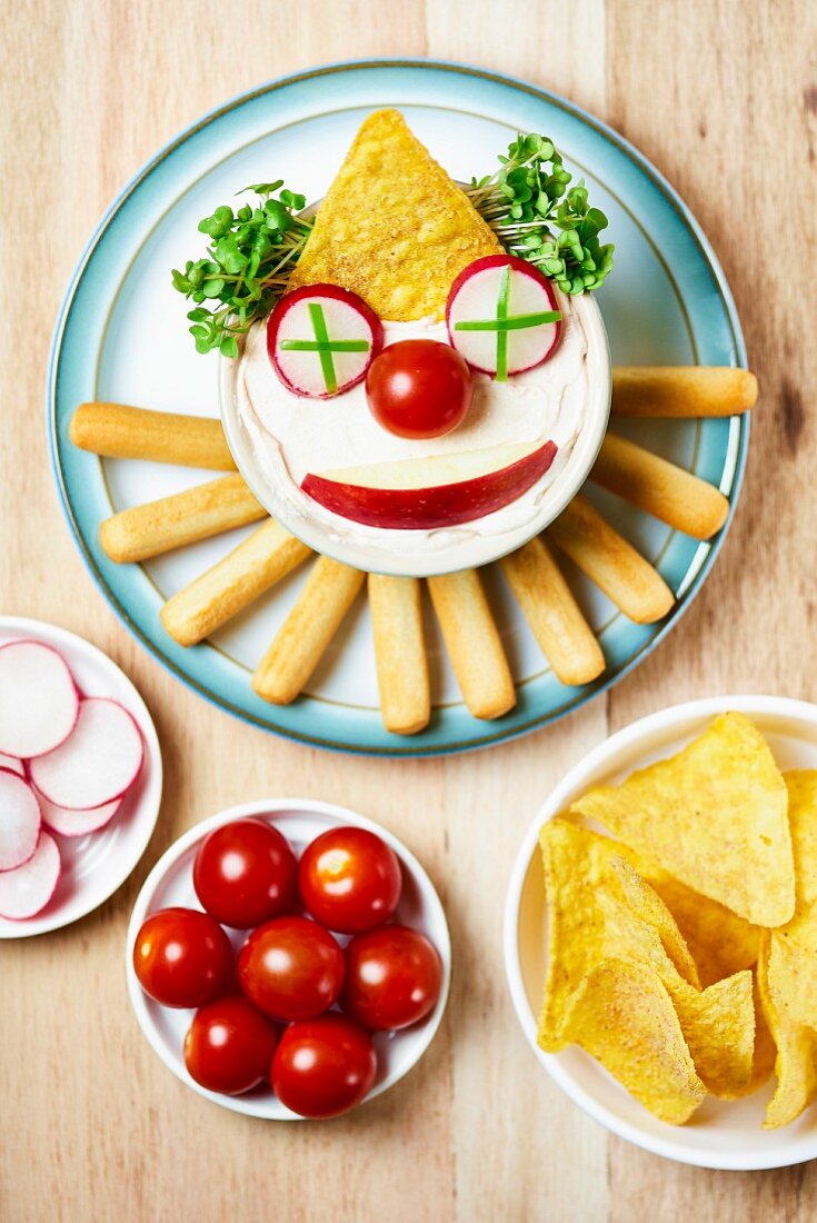 A clown face dip for a kids party