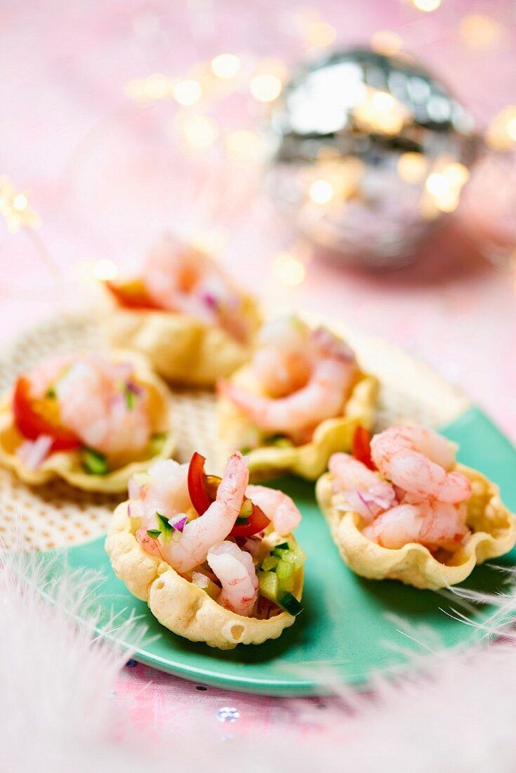 Shrimp canapes for Christmas