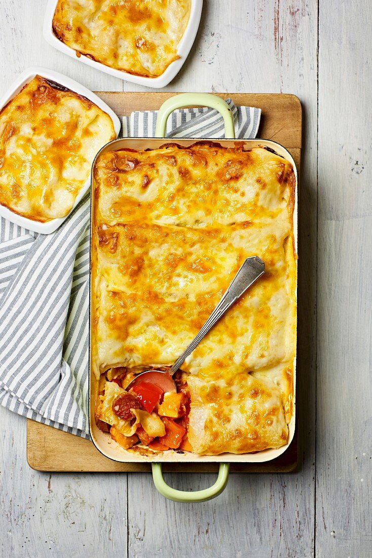 Lasagne with fried vegetables