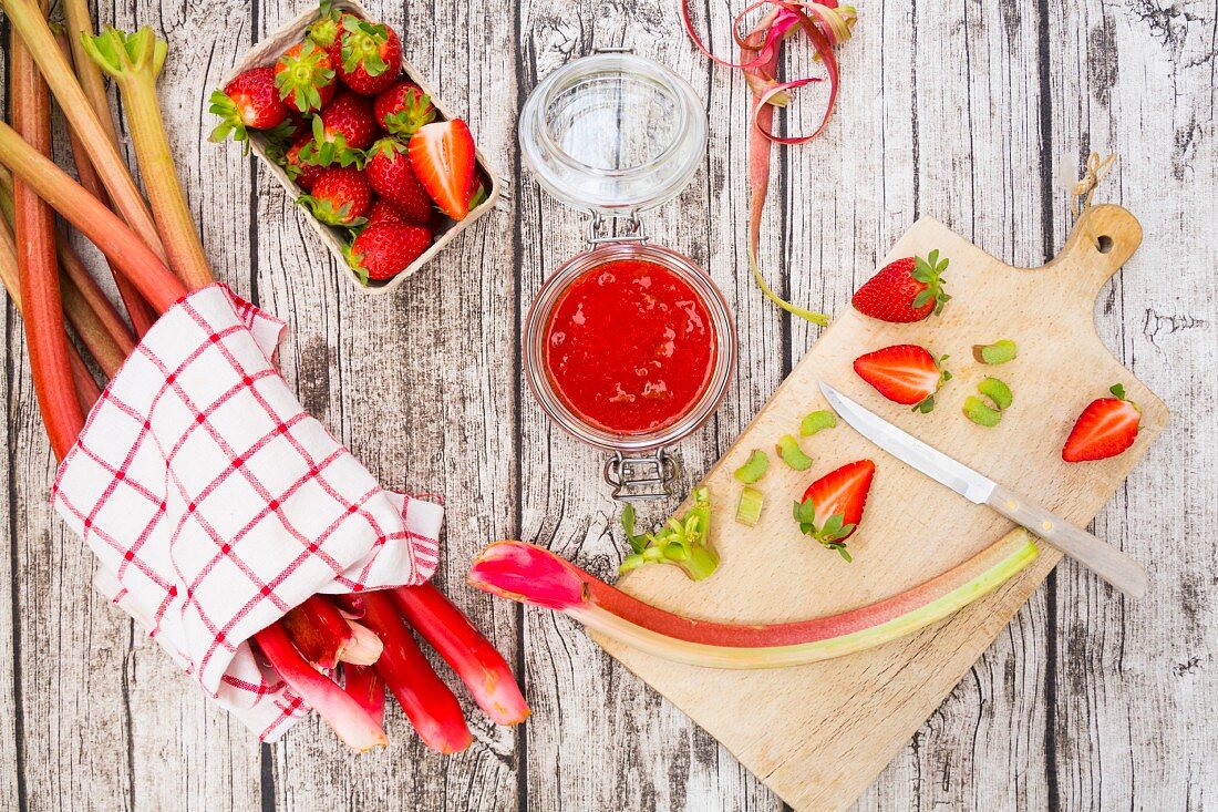 Glass of rhubarb strawberry mush