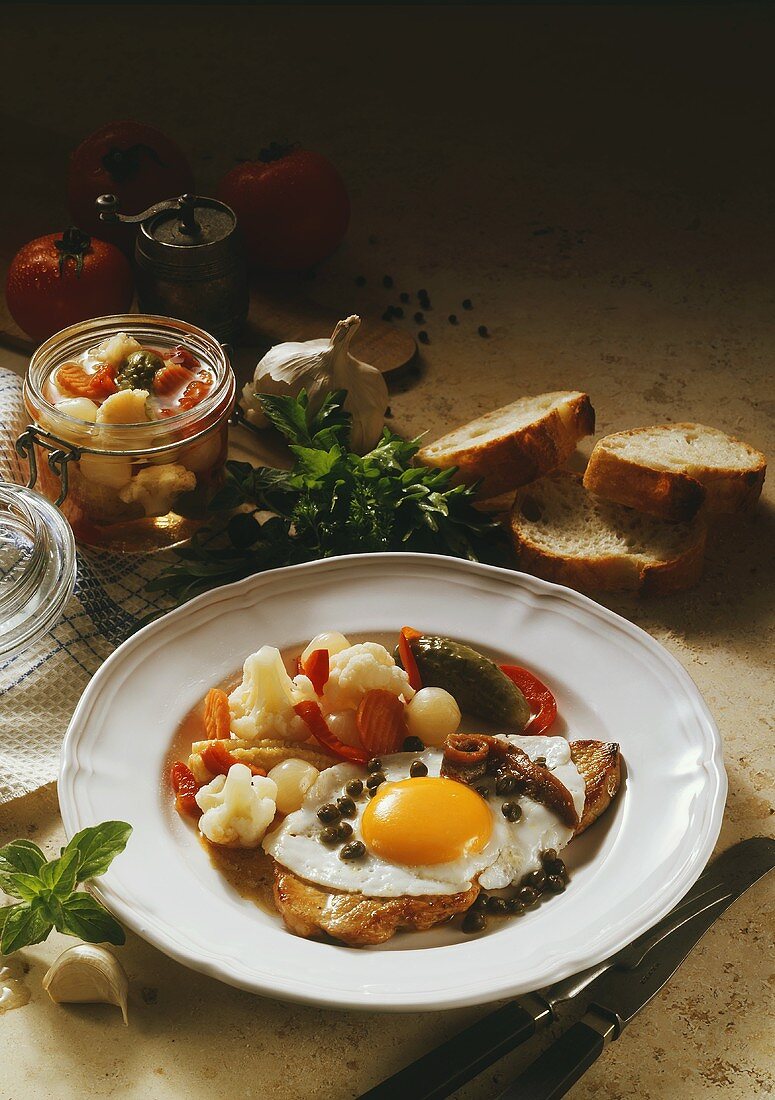 Holstein-style Escalope with Mixed Pickles