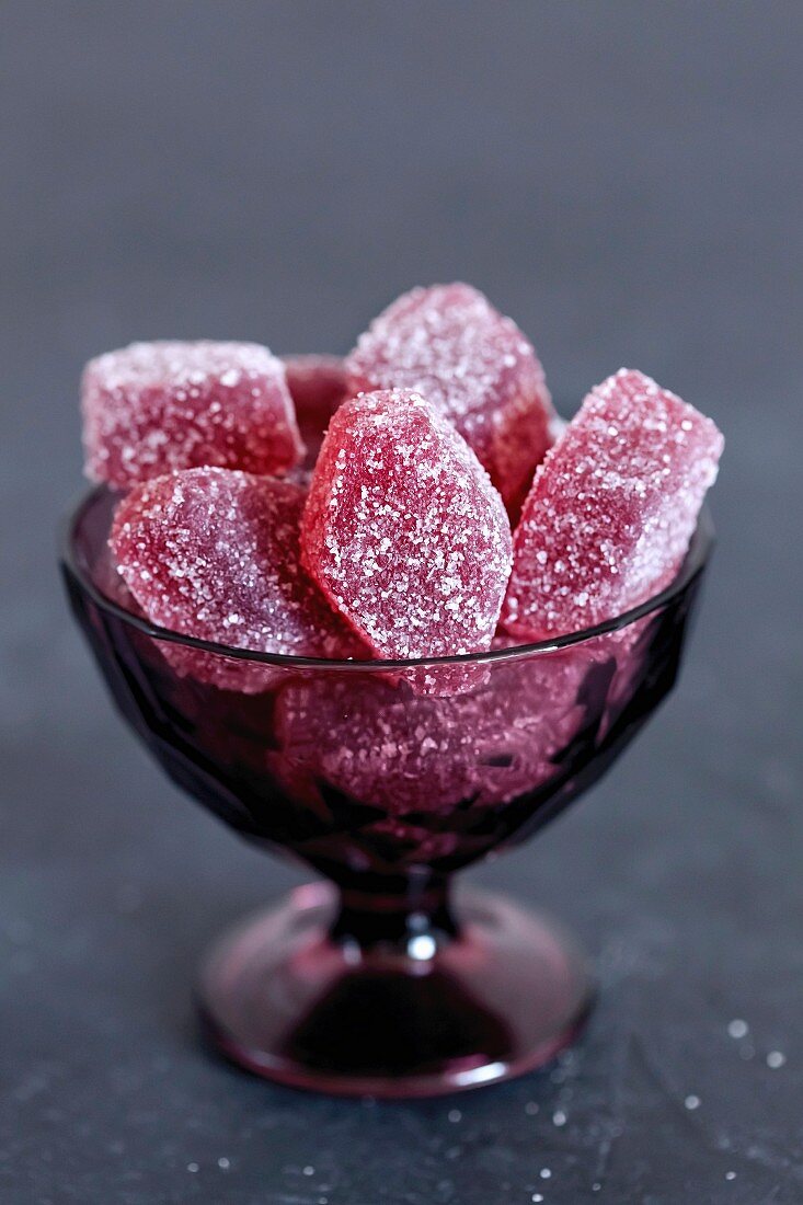 Jelly sweets in a glass bowl