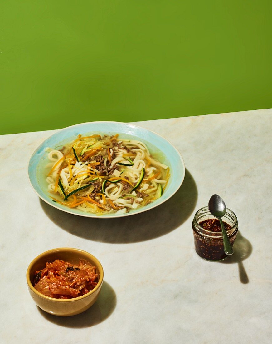 Kalguksu (beef soup with hand-cut noodles, Korea)