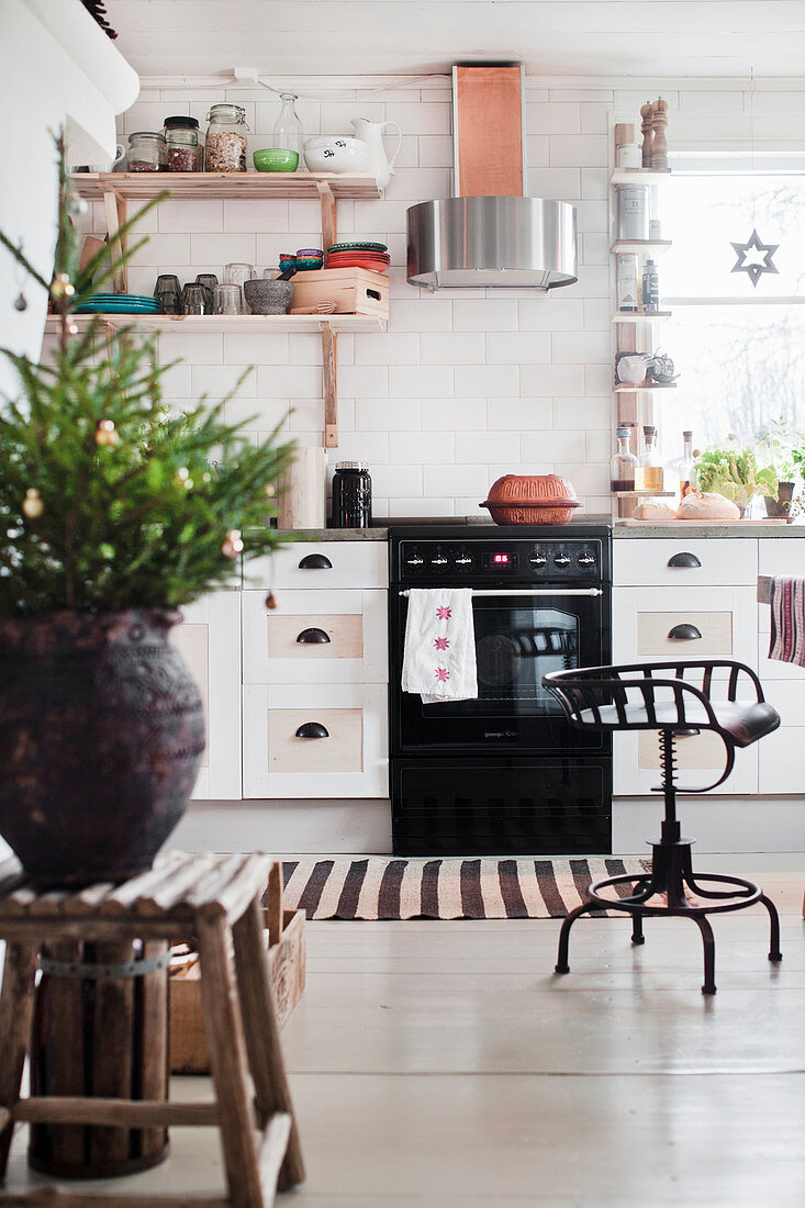 Metal chair in country-house kitchen