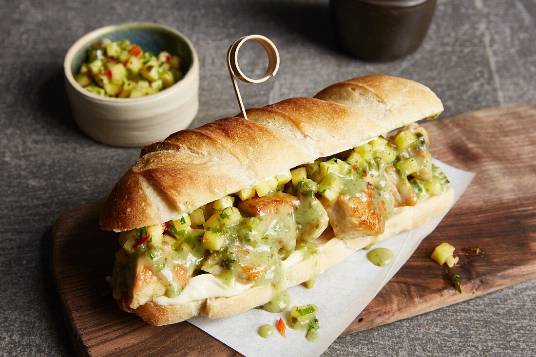 A turkey and coconut curry baguette