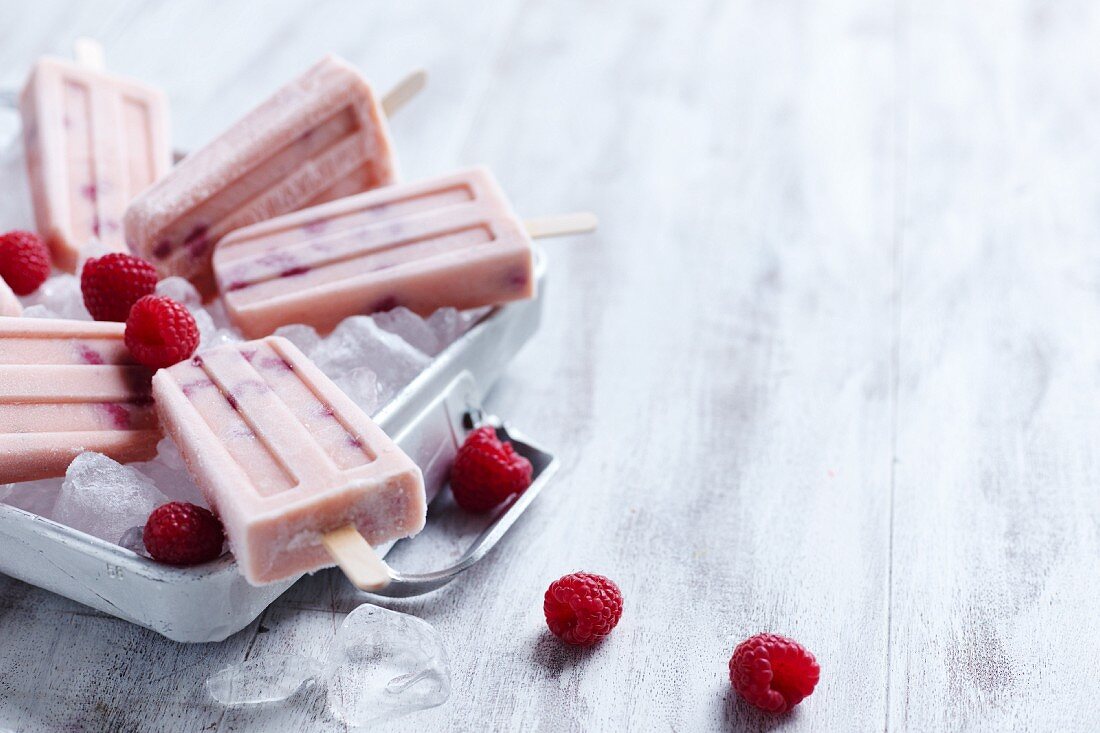 Blood orange and raspberry ice lollies