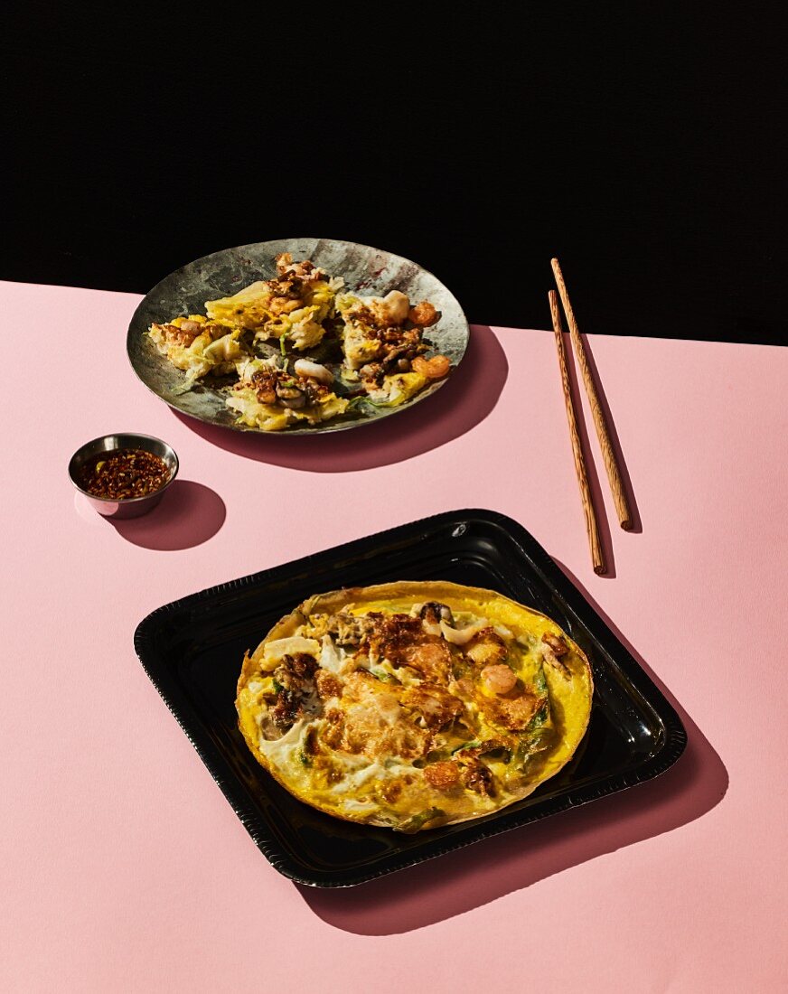 Haemul Pajeon - Koreanische Meeresfrüchte-Pfannkuchen