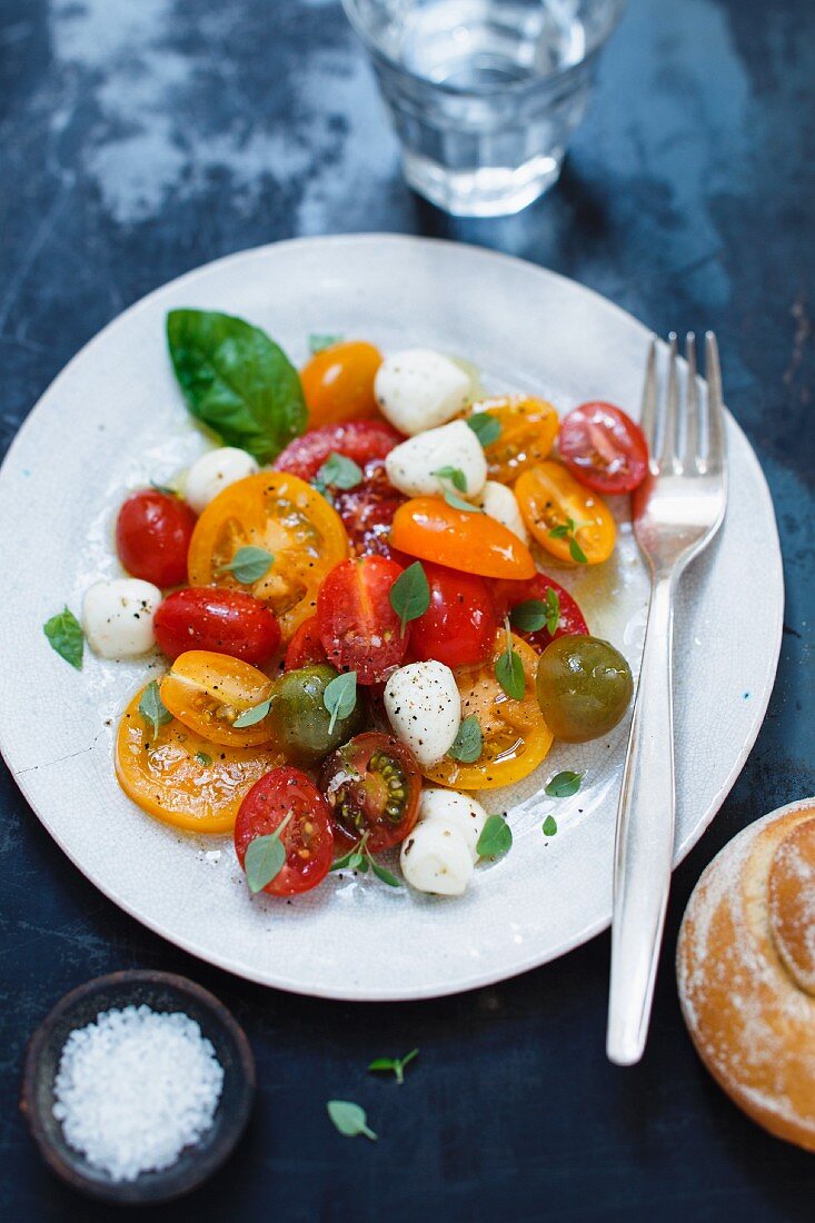 Tomaten-Mozzarella-Salat mit Basilikum