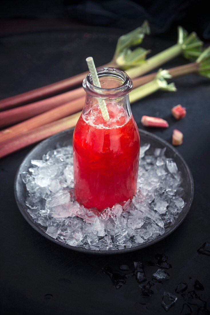 Ice cold rhubarb and strawberry juice