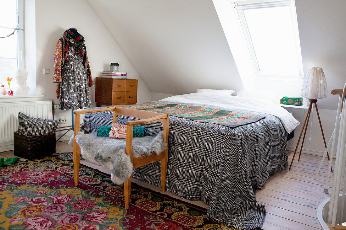 Vintage-style attic bedroom