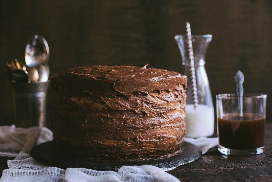 Served big homemade chocolate cake