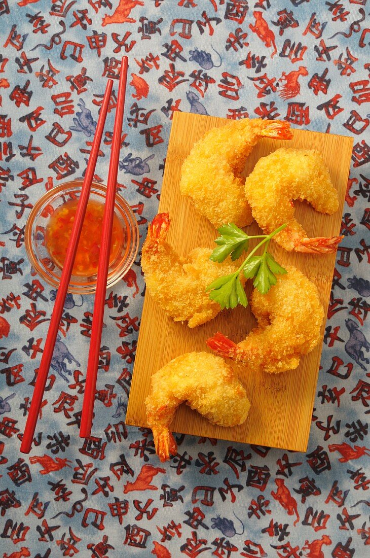 Tempura-Garnelen mit süß-sauer-Sauce (Asien)