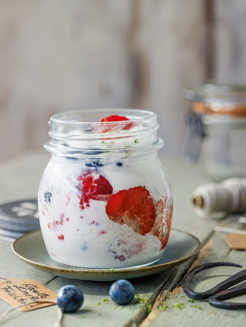 Vanilla, lime, and cream cheese with berries