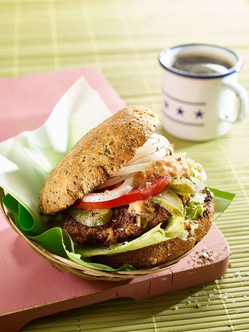 A classic low carb burger with mince patties