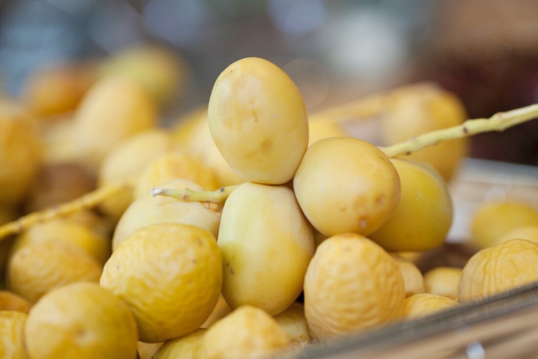 Fresh yellow dates at a market