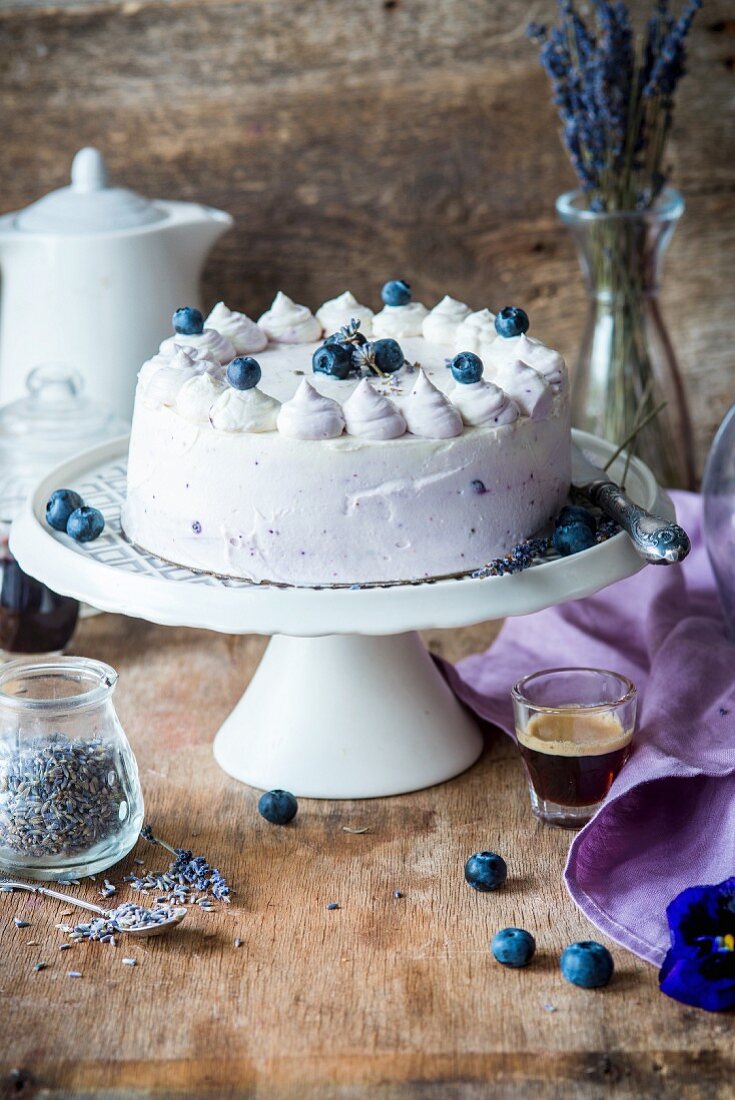 Blueberry cake with lavender
