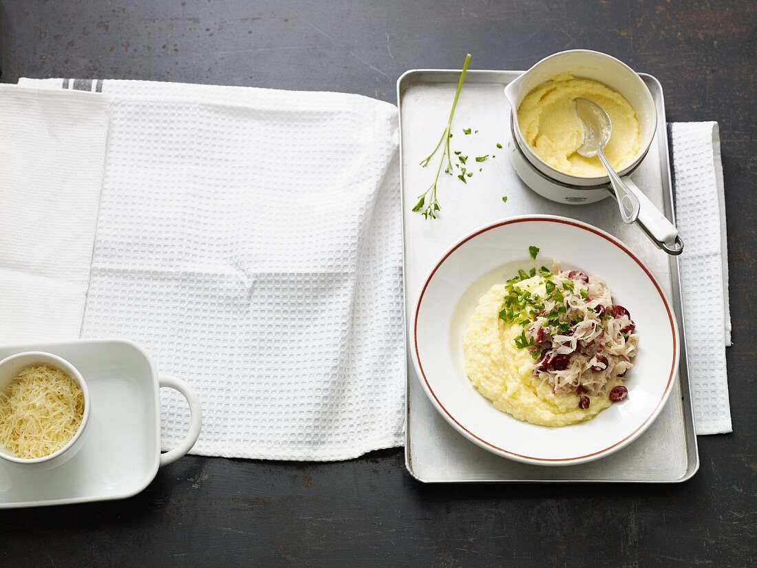Cranberry cabbage with polenta