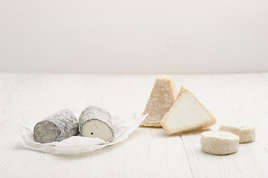 Three goat's cheese varieties from France