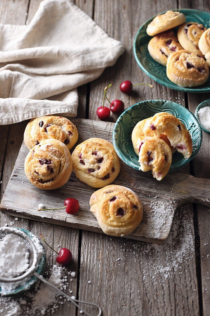 Coconut and cherry rolls