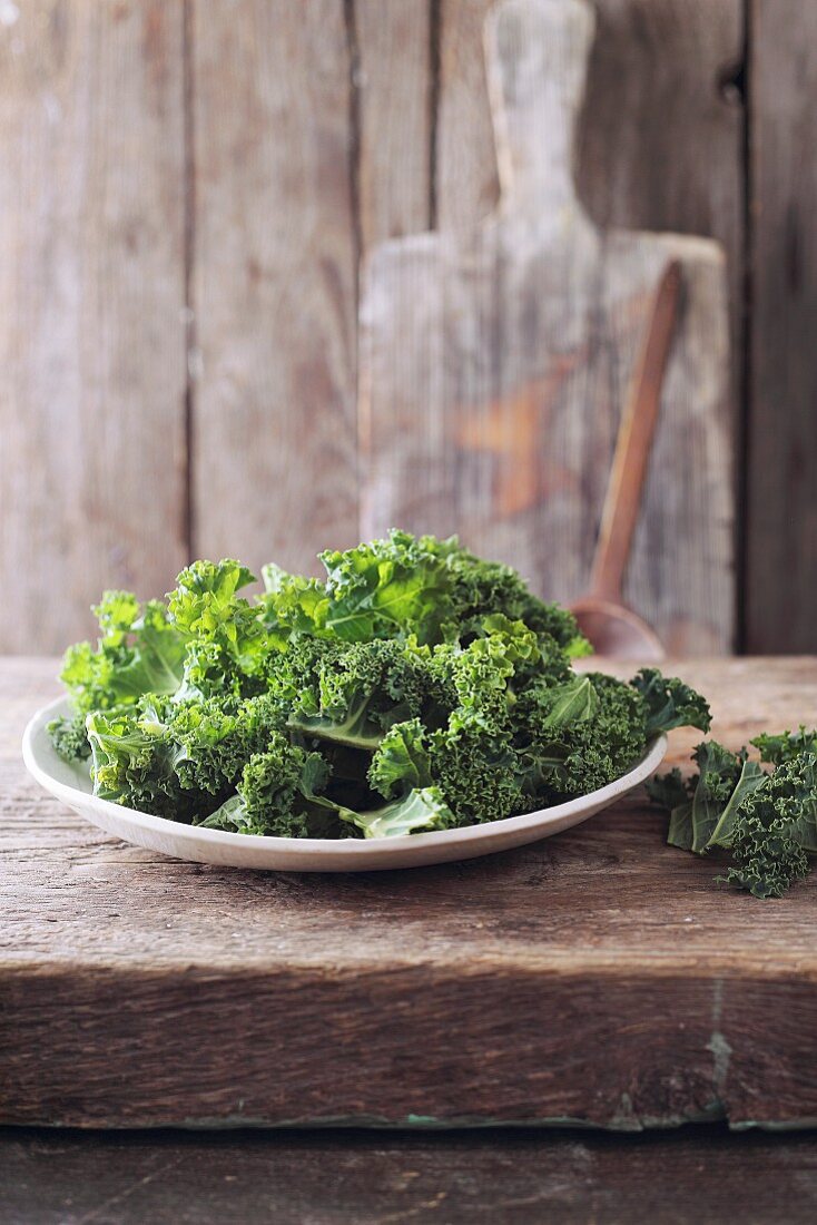 Fresh green cabbage on a plate