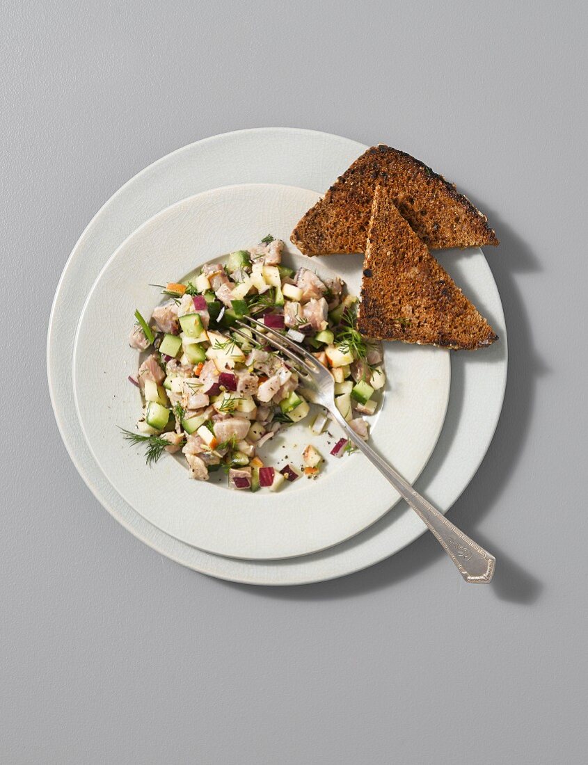Herring ceviche with apple, cucumber and a dill dressing