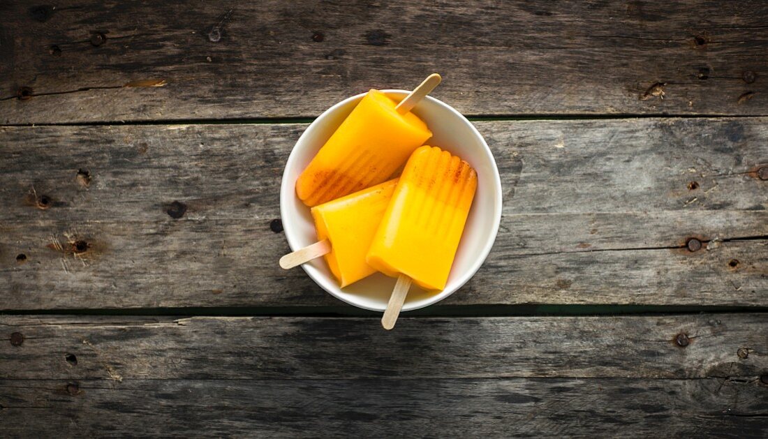 Mango ice cream pops