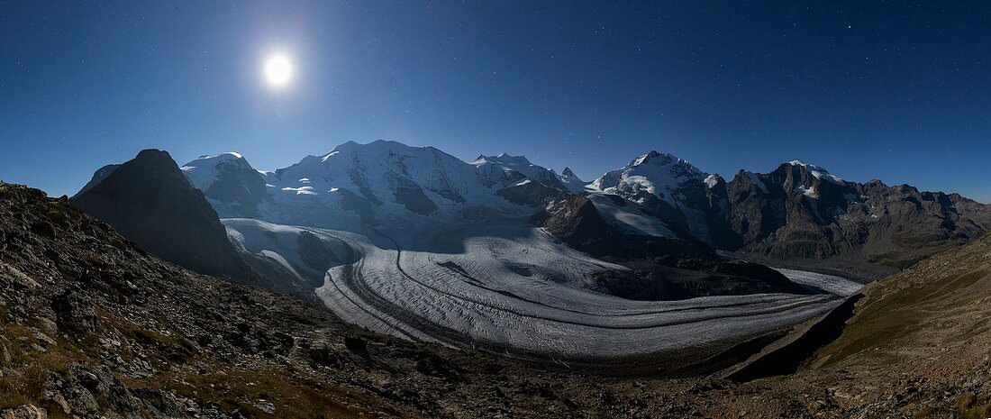 Pers glacier at night, Switzerland