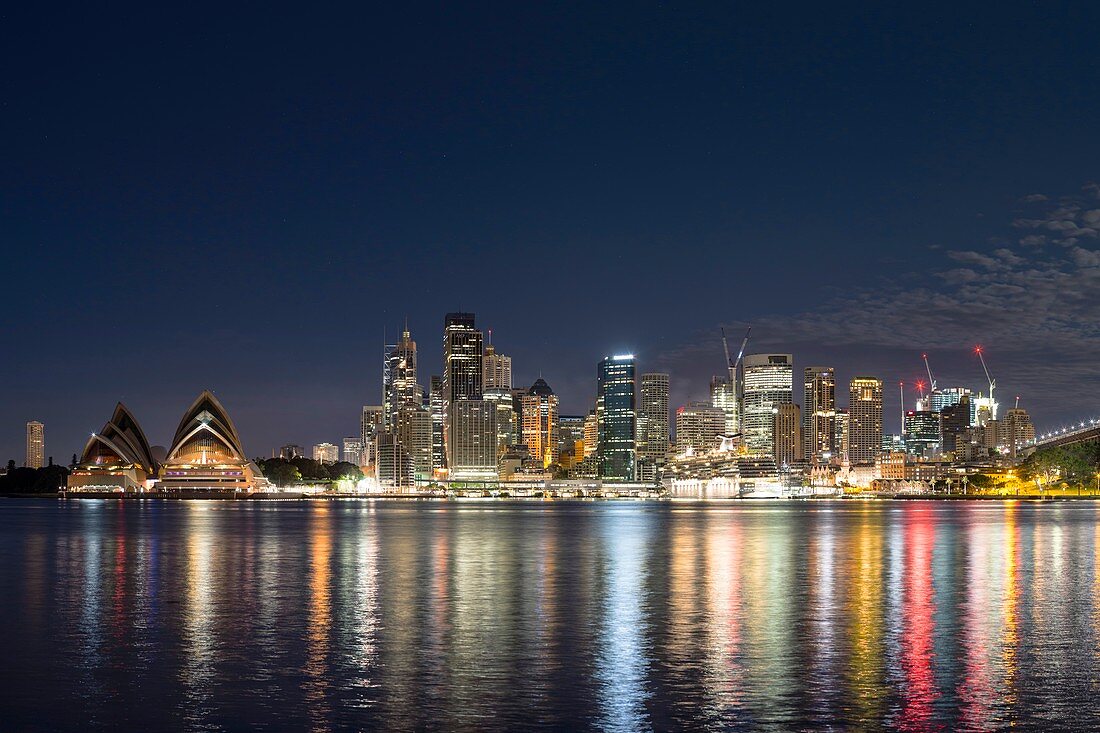 Sydney Harbour skyscrapers at night