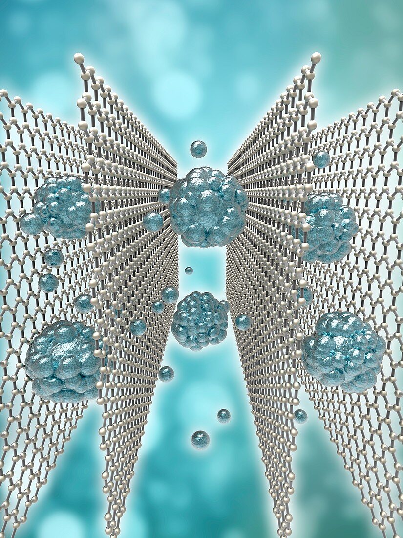 Graphene-oxide based sieve, artwork