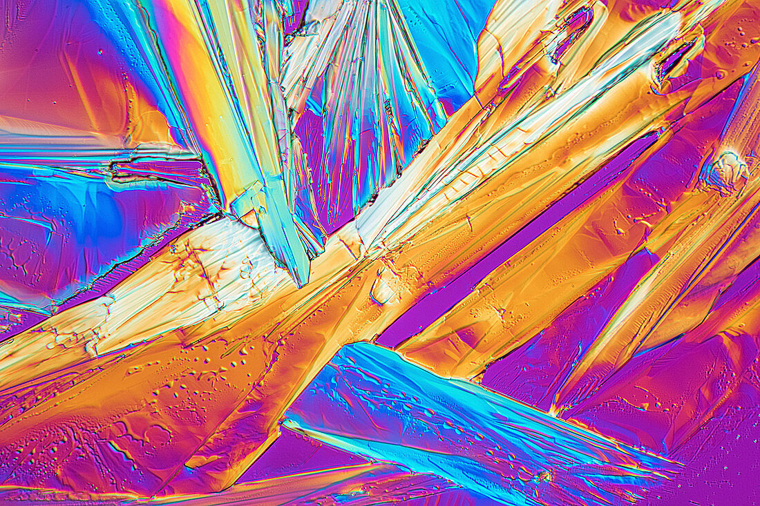Tartaric acid, polarised light micrograph