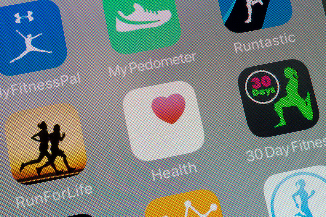 Health app icons on smartphone