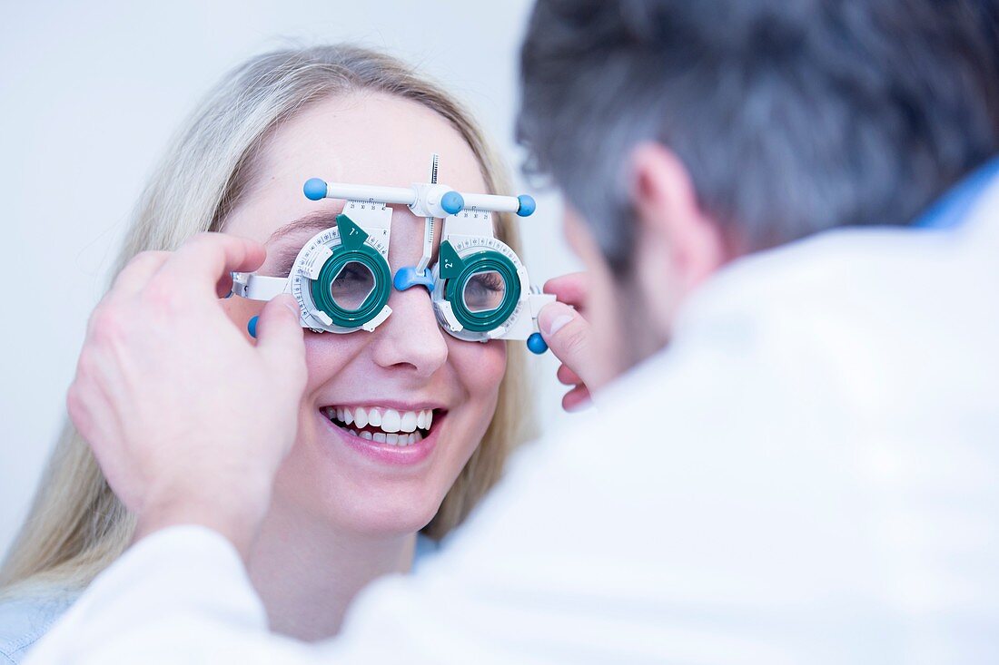 Female patient having eye examination