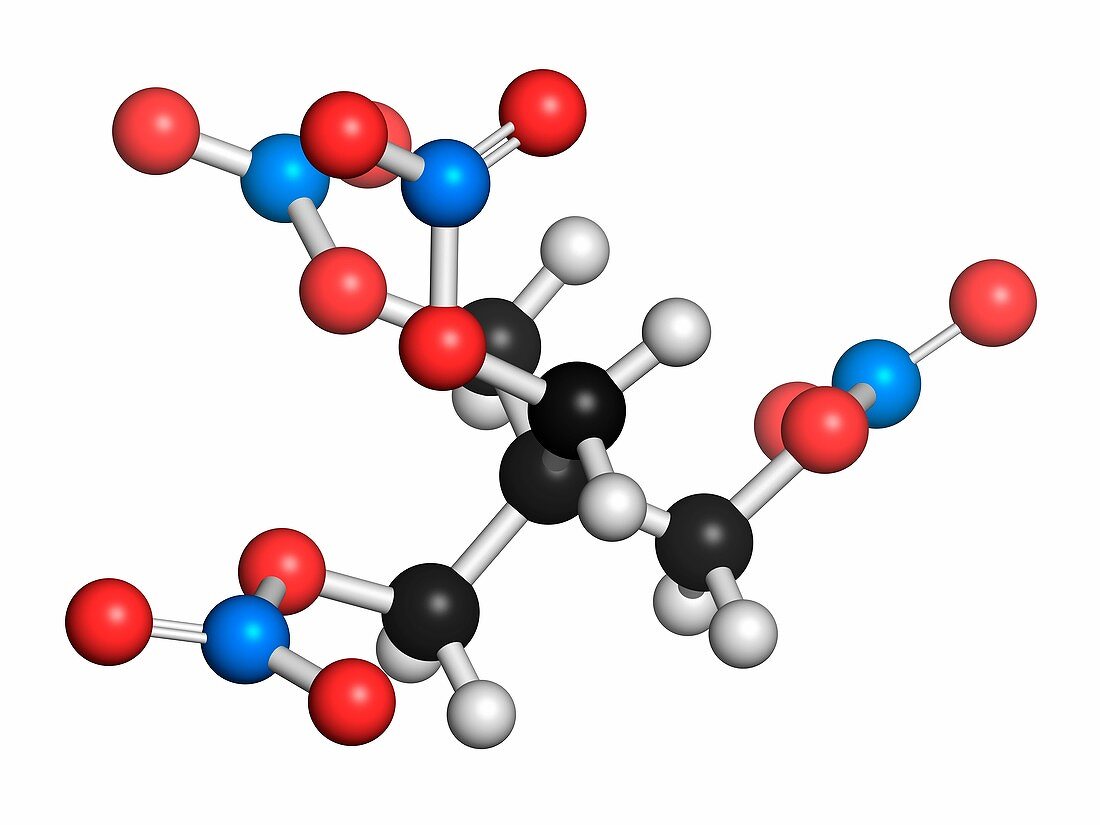 Pentaerythritol tetranitrate explosive molecule