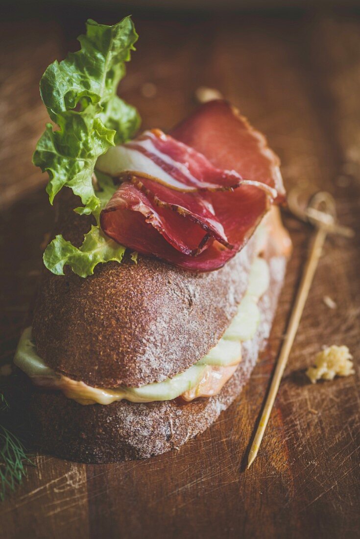 MIni sandwich served on wooden background