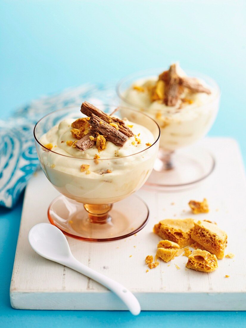 White Chocolate Mousse with homemade honeycomb
