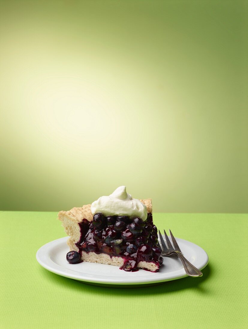 A slice of blueberry icebox pie (USA)
