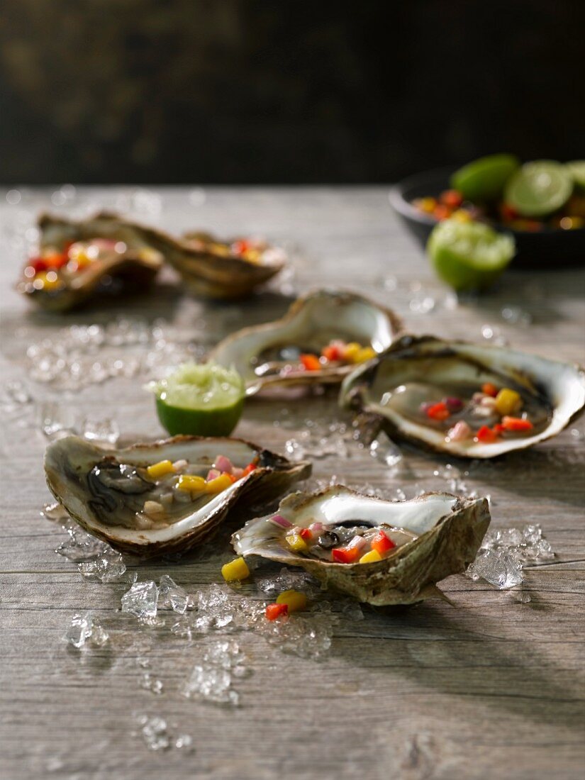 Oysters with fruit tartare