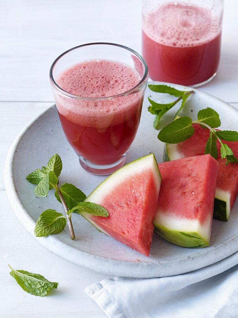 Watermelon smoothie with mint